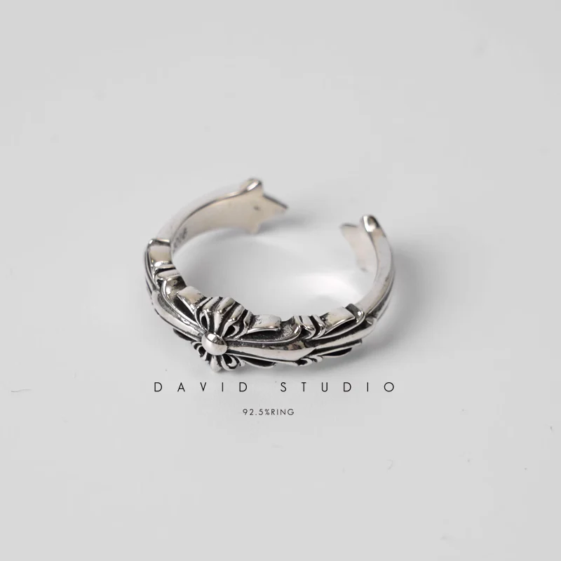CHROME HEARTS BABY DOUBLE FLORAL CROSS RING