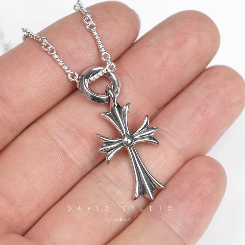 SMALL CROSS CHARM WITH BAIL – TWIST CHAIN