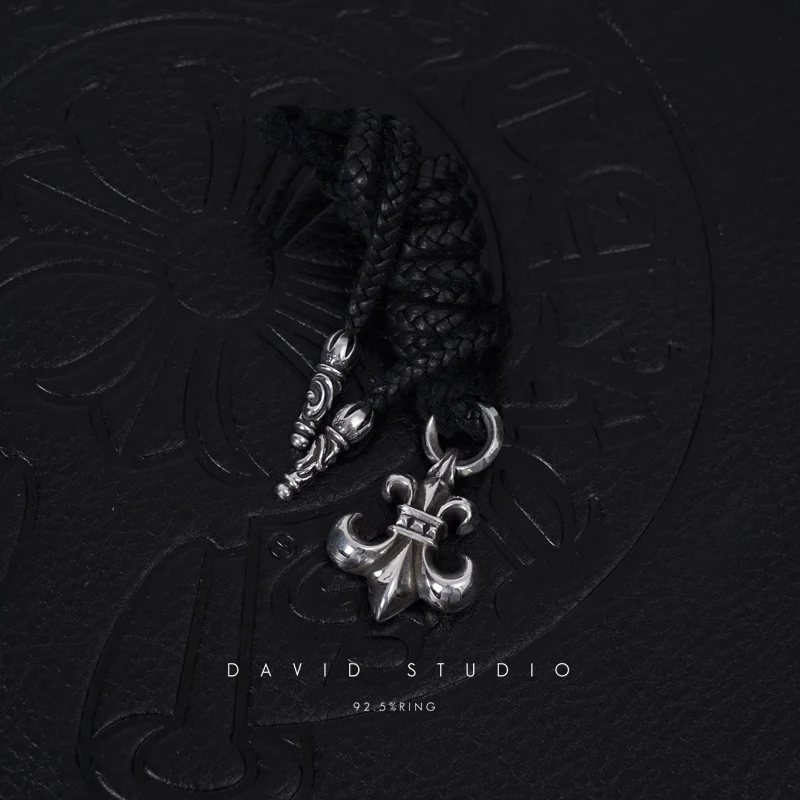CHROME HEARTS BS FLEUR CHARM – LEATHER BRAID