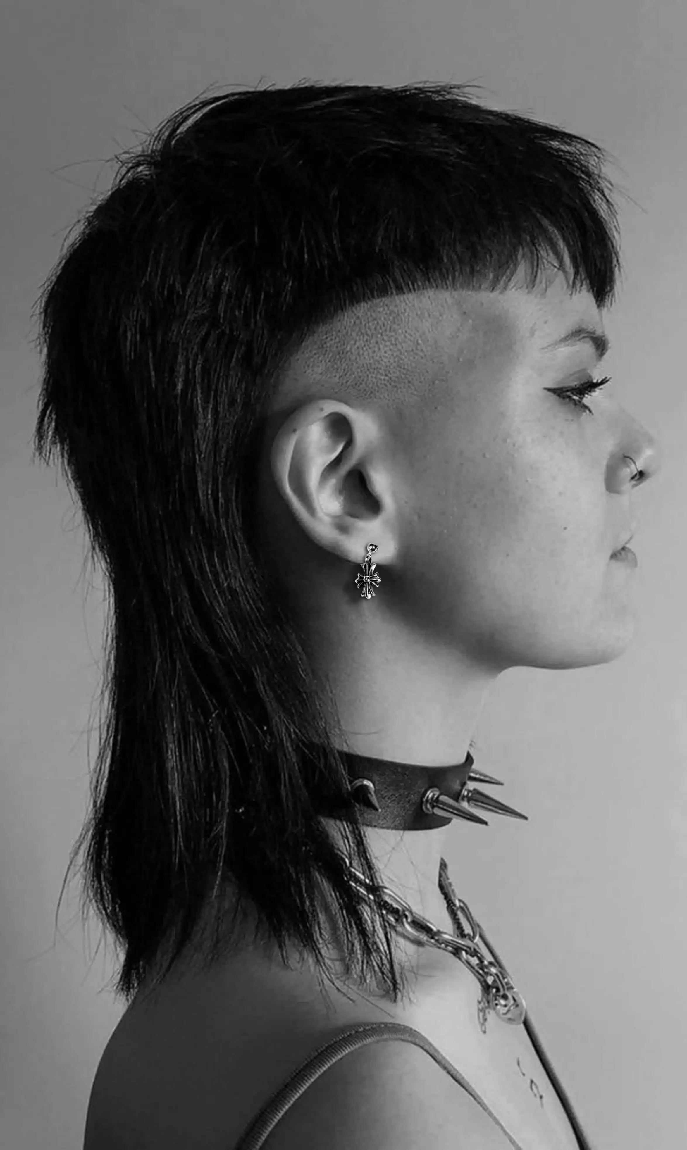 CHROME HEARTS TINY E CH PLUS DROP EARRINGS