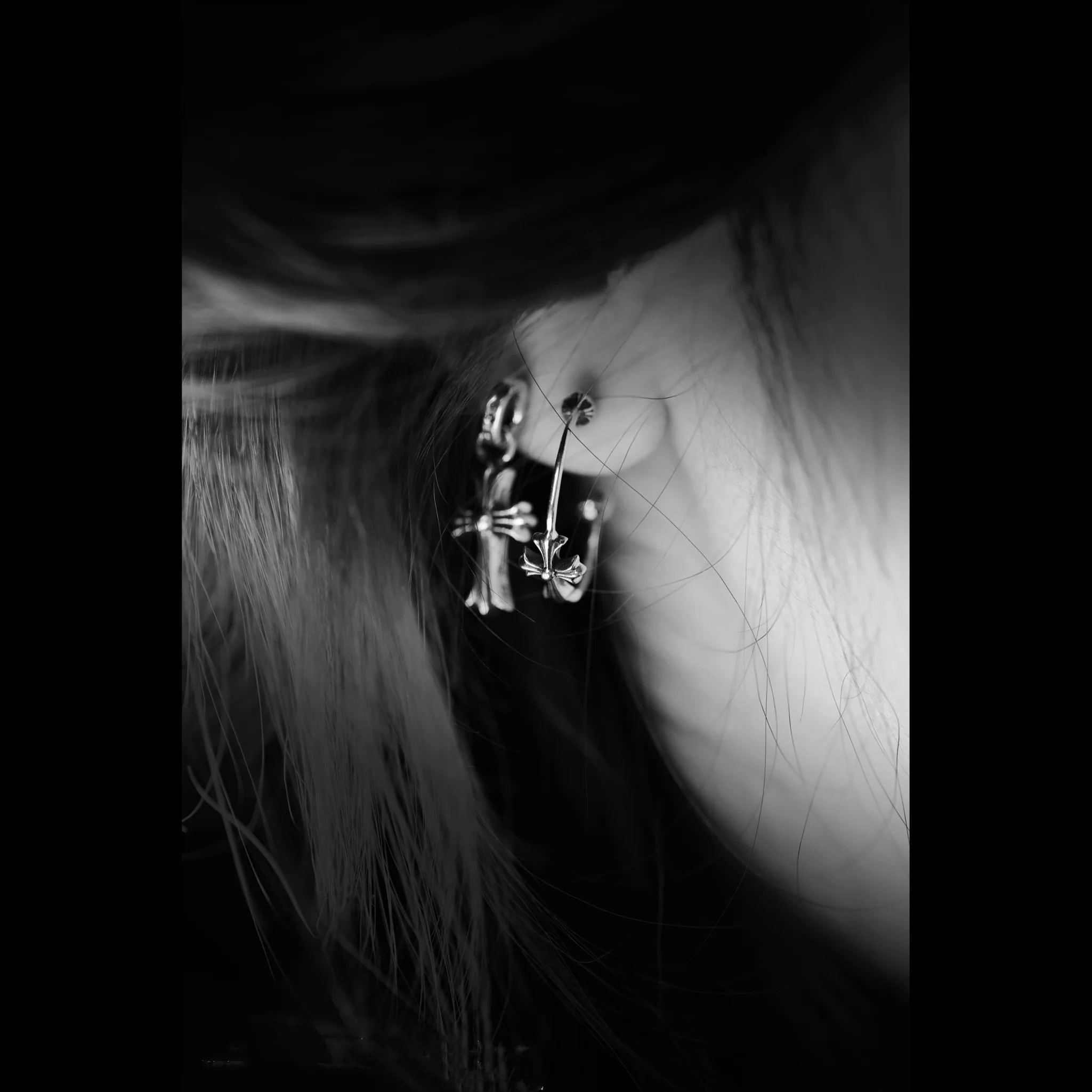 CHROME HEARTS CROSS BABYFAT DROP EARRINGS