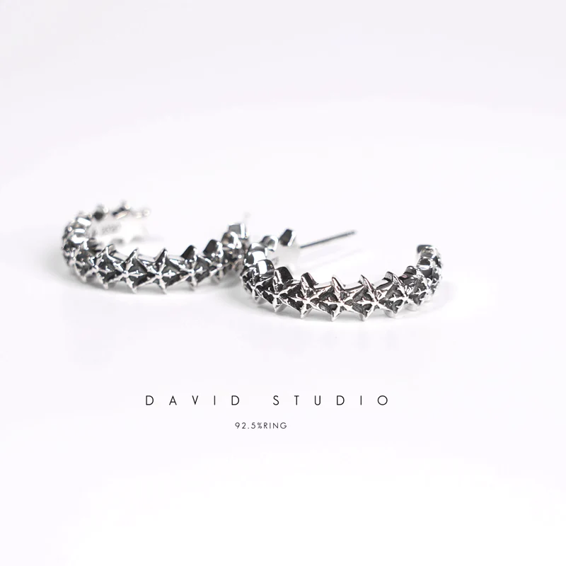 CHROME HEARTS 5 SIDED STAR HOOP EARRINGS