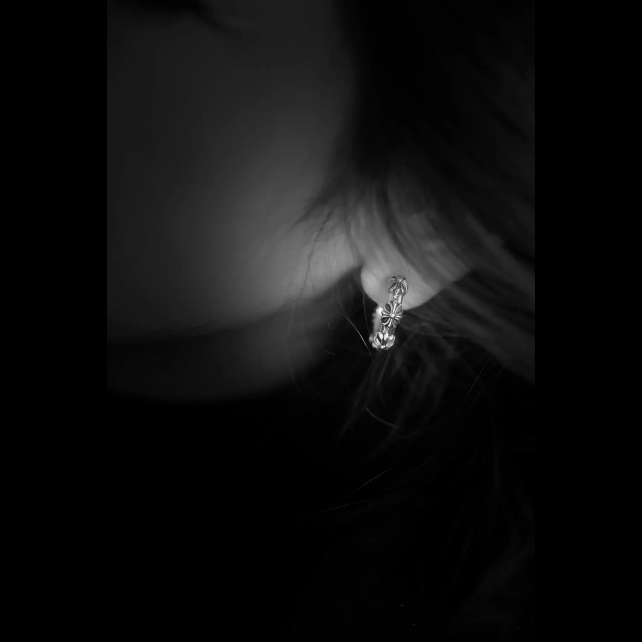 CHROME HEARTS CROSS HOOP EARRING