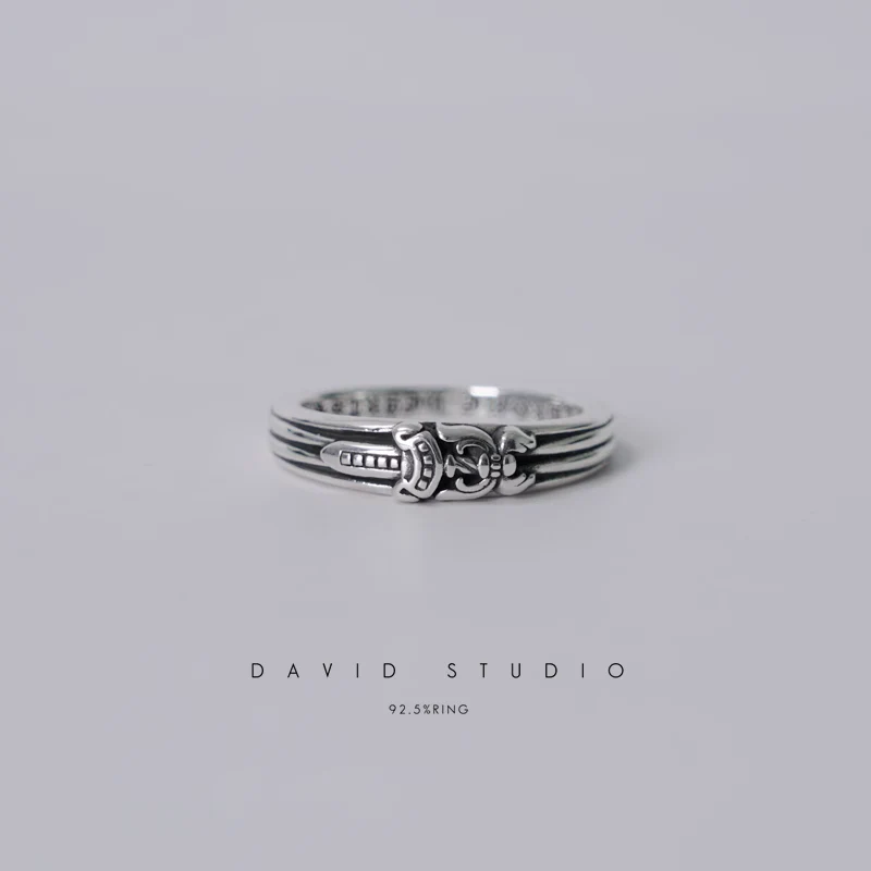 CHROME HEARTS BABY CLASSIC FLORAL CROSS/DAGGER/FLEUR TAIL RING