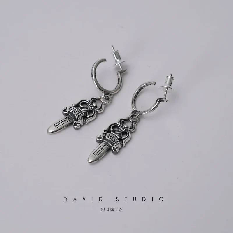 CHROME HEARTS DAGGER HOOP EARRINGS