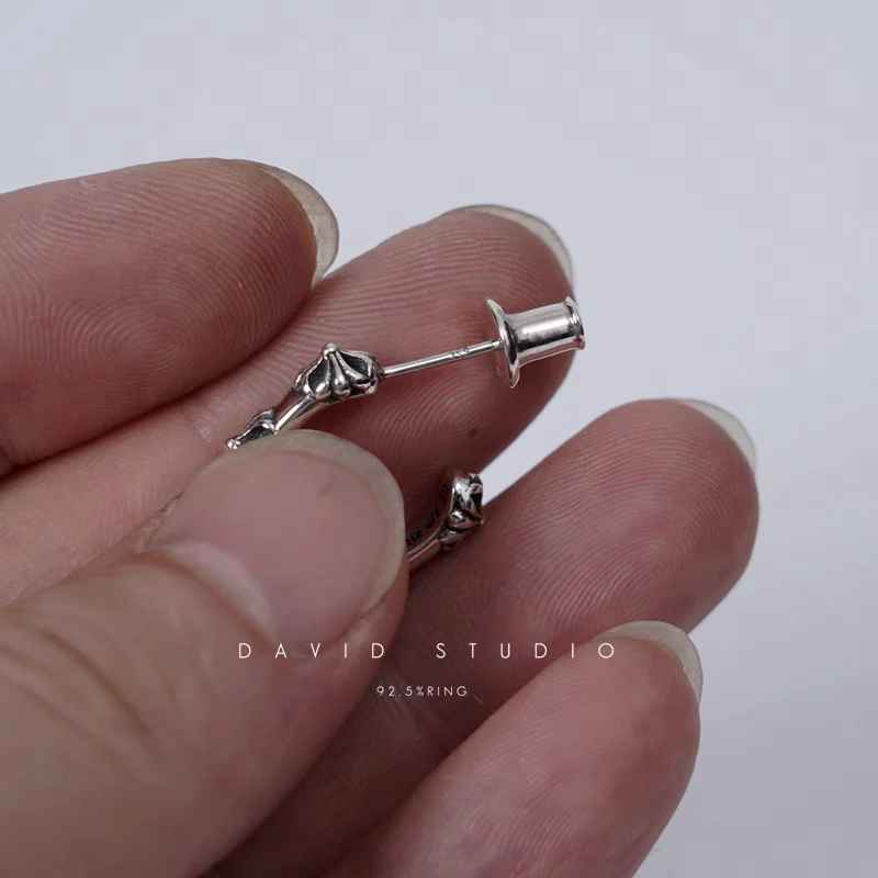 CHROME HEARTS CROSS HOOP EARRING