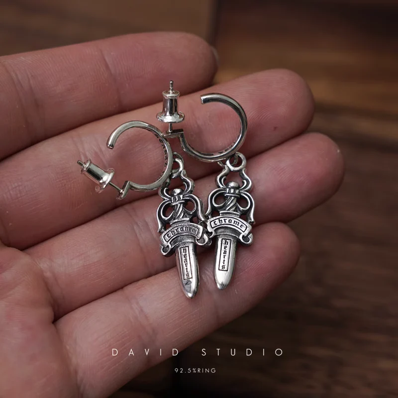 CHROME HEARTS DAGGER HOOP EARRINGS