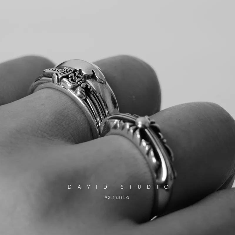 CHROME HEARTS BABY CLASSIC FLORAL CROSS/DAGGER/FLEUR TAIL RING