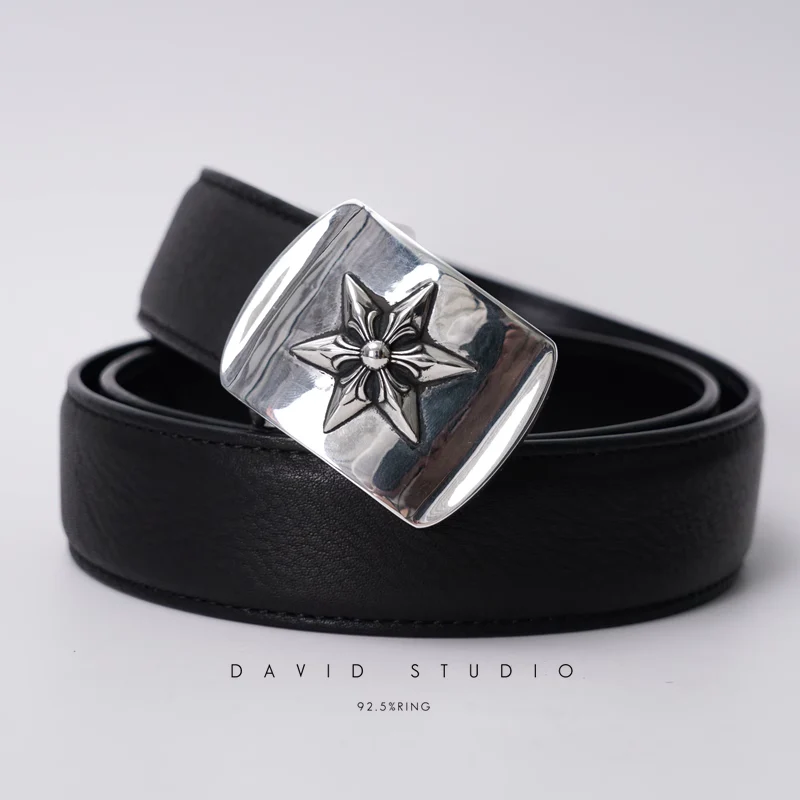 STAR BUCKLE COWHIDE LEATHER BELT