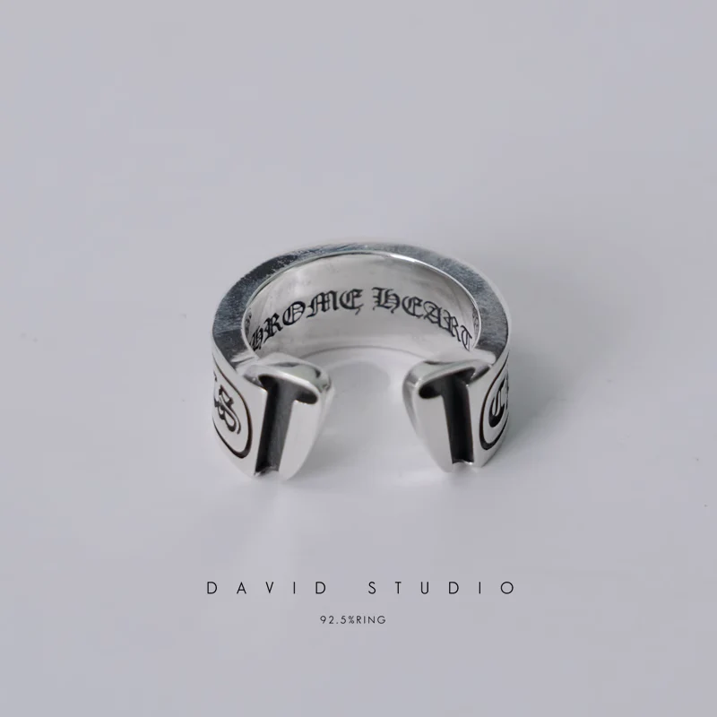 CHROME HEARTS SCROLL LABEL RING