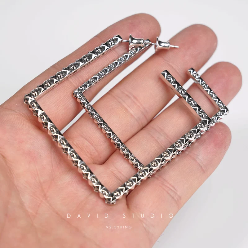 CHROME HEARTS CH PLUS SQUARE HOOP EARRINGS