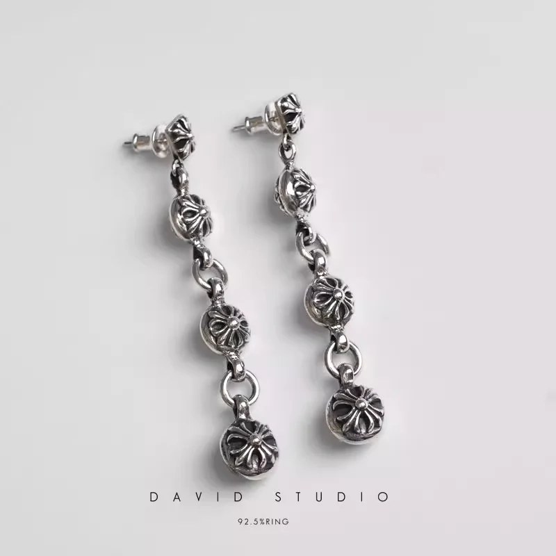 CHROME HEARTS CROSSBALL THREE DROP EARRING