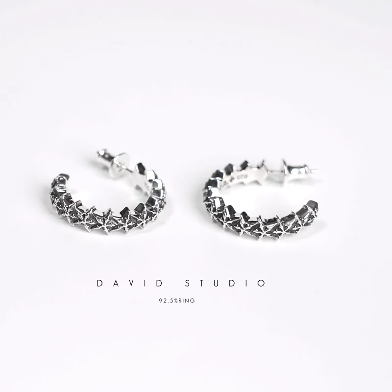 CHROME HEARTS 5 SIDED STAR HOOP EARRINGS