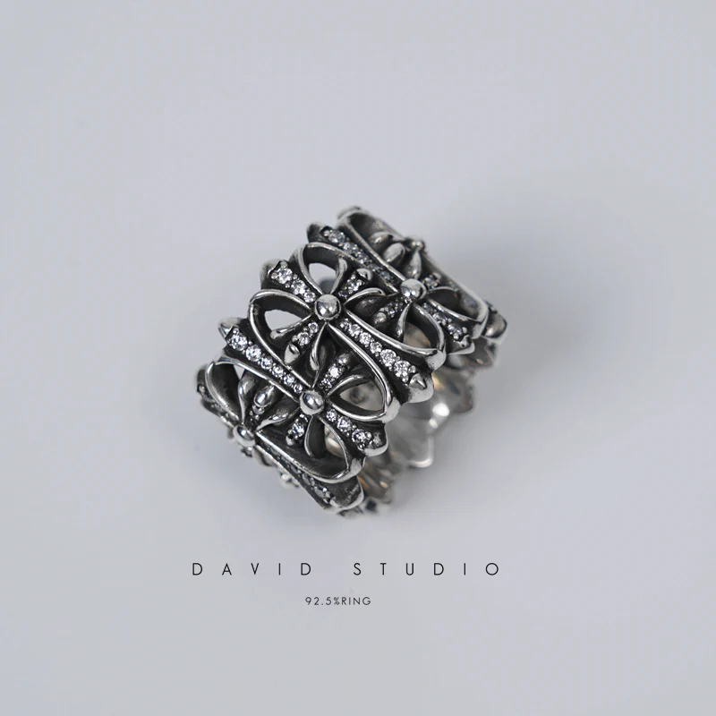 CHROME HEARTS CEMETERY RING WITH DIAMONDS