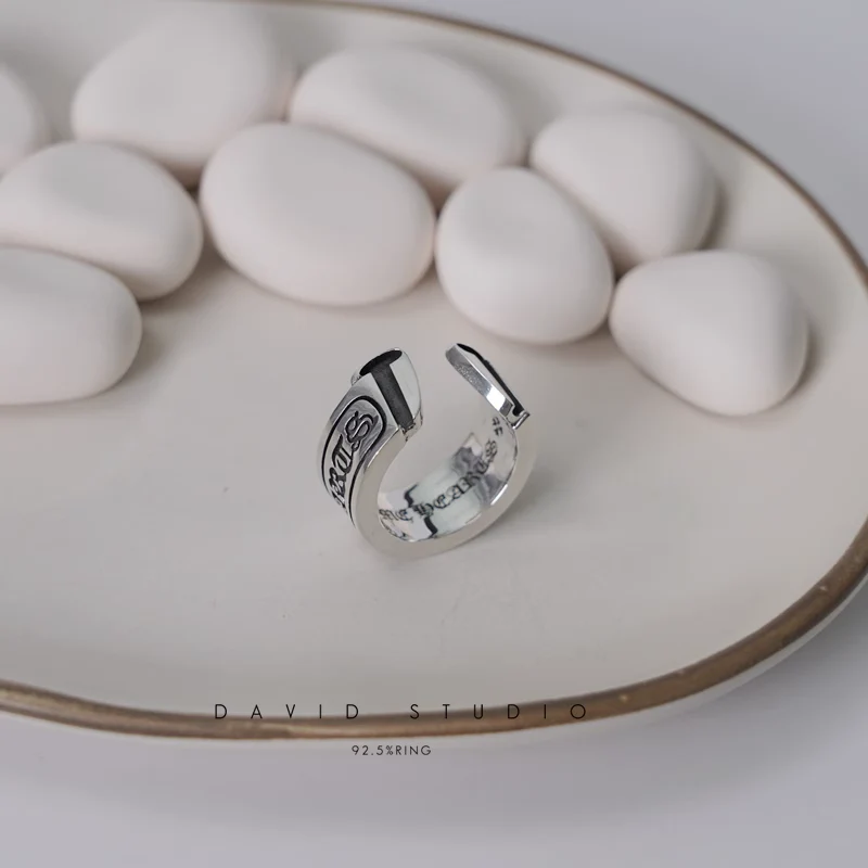 CHROME HEARTS SCROLL LABEL RING
