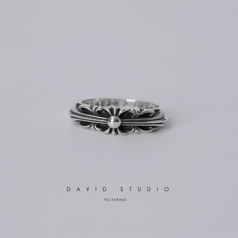 CHROME HEARTS BABY CLASSIC FLORAL CROSS/DAGGER/FLEUR TAIL RING