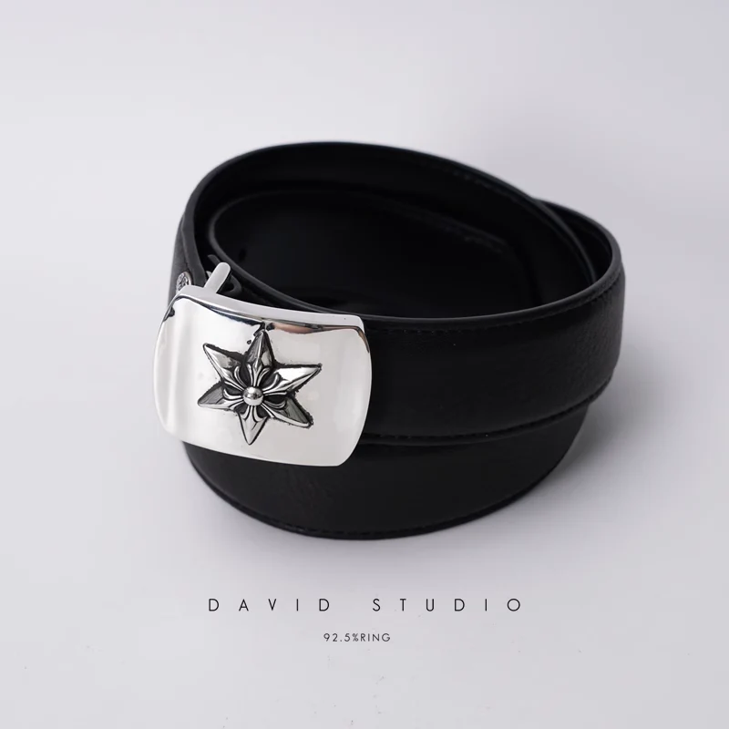 STAR BUCKLE COWHIDE LEATHER BELT