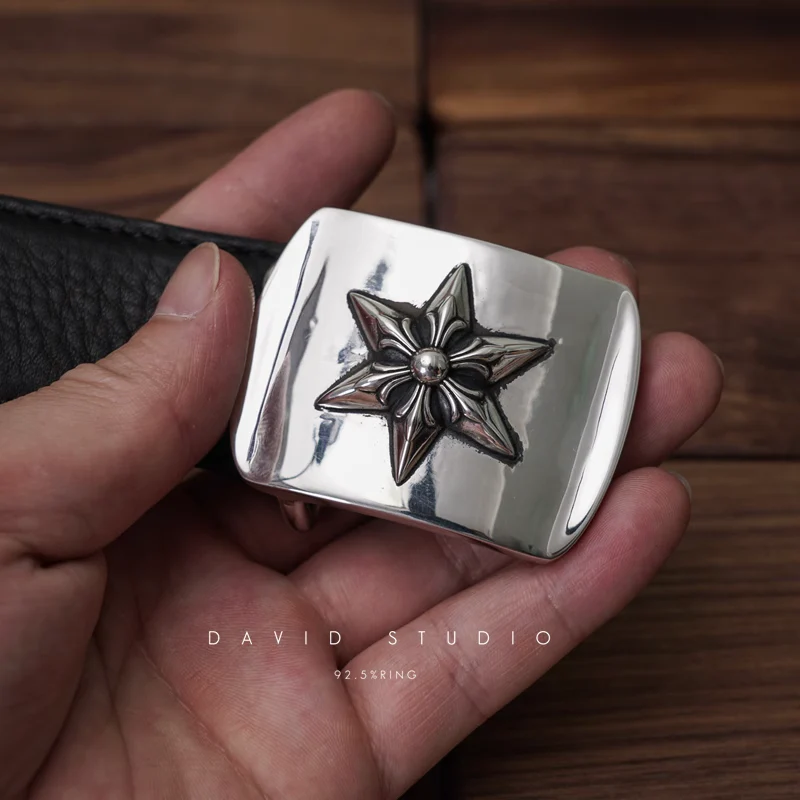 STAR BUCKLE COWHIDE LEATHER BELT