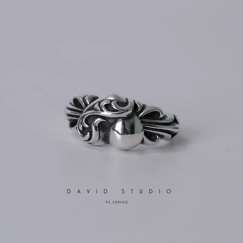 CHROME HEARTS FLORAL CROSS HEART RING