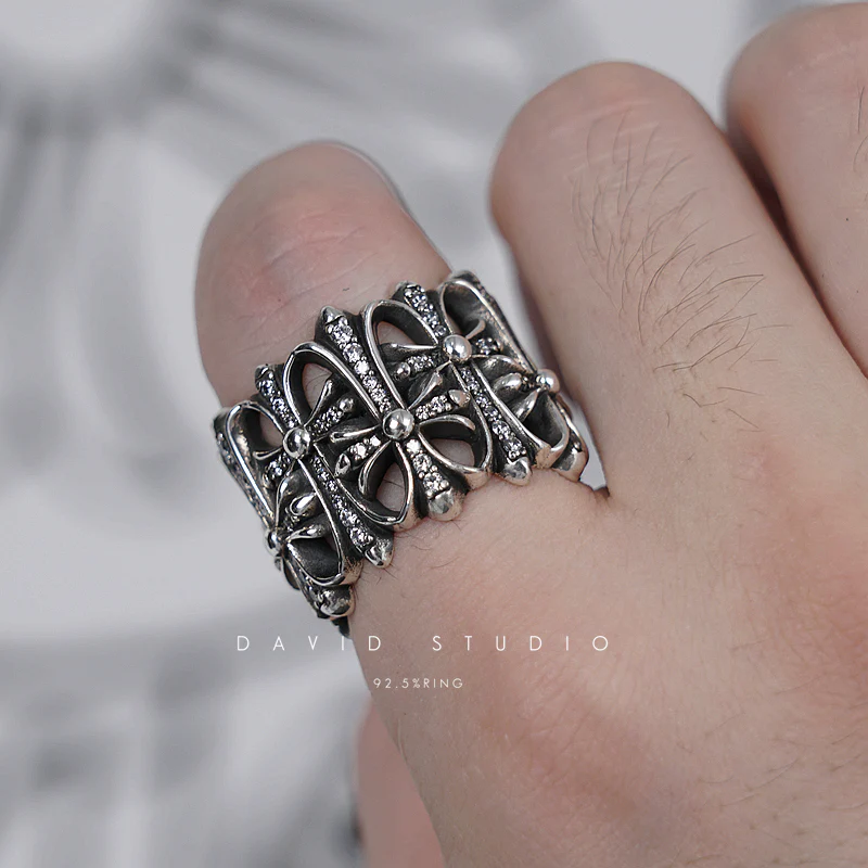 CHROME HEARTS CEMETERY RING WITH DIAMONDS
