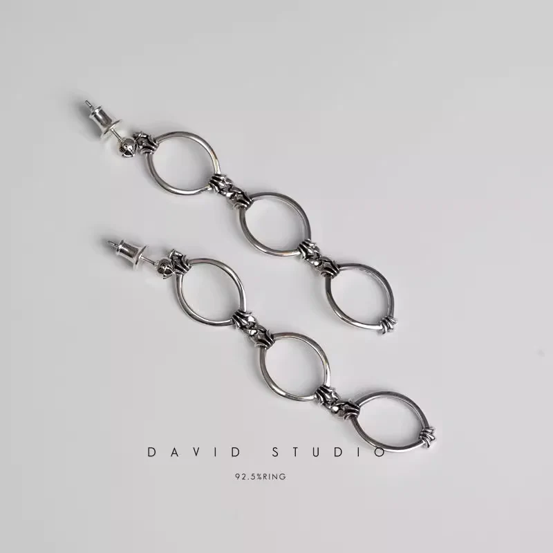 CHROME HEARTS TRIPLE DROP HOOP EARRING