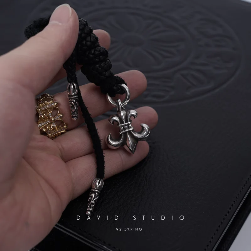 CHROME HEARTS BS FLEUR CHARM – LEATHER BRAID
