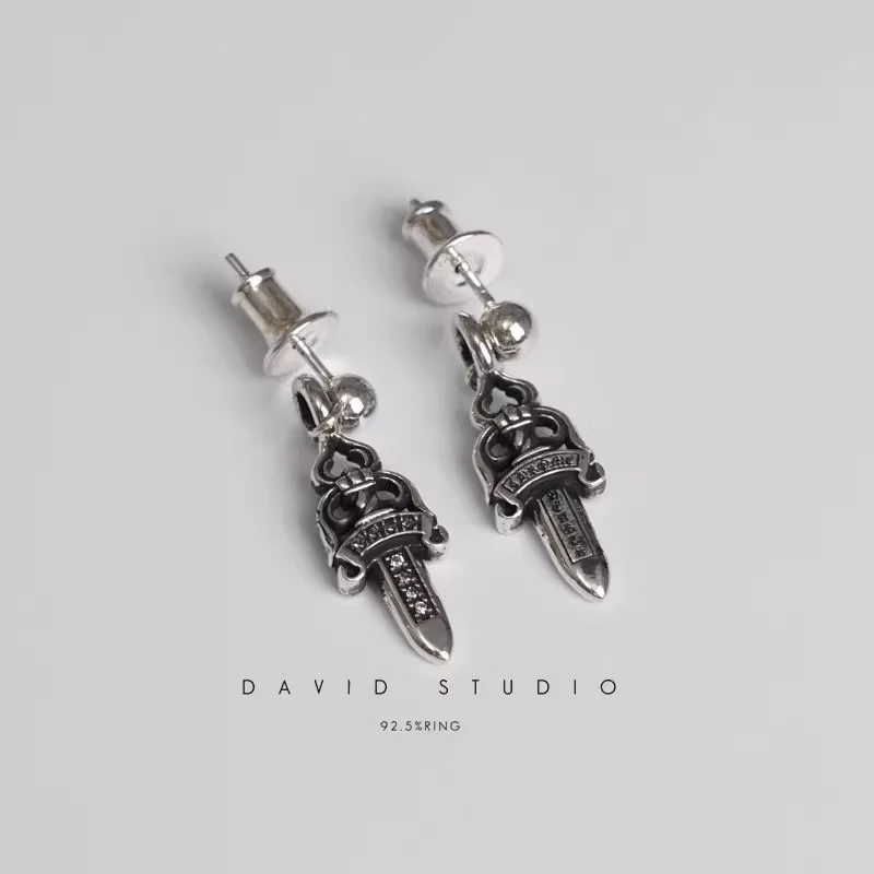 CHROME HEARTS DAGGER DROP EARRING WITH DIAMOND