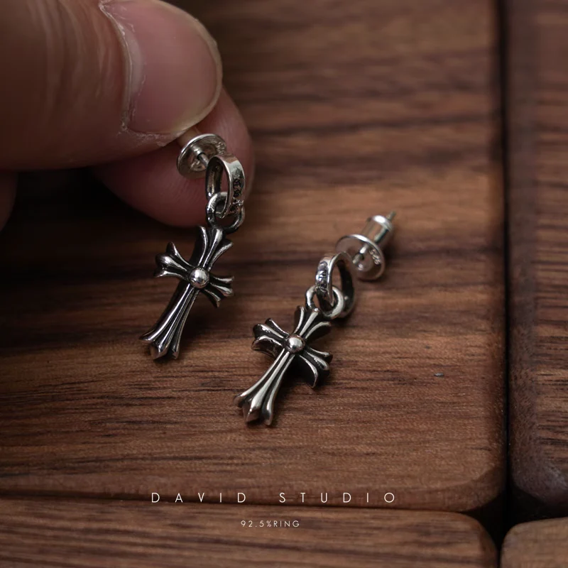 CHROME HEARTS CROSS BABYFAT DROP EARRINGS
