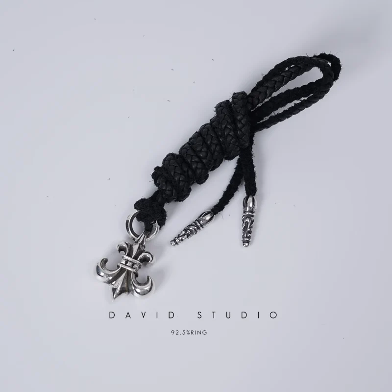CHROME HEARTS BS FLEUR CHARM – LEATHER BRAID