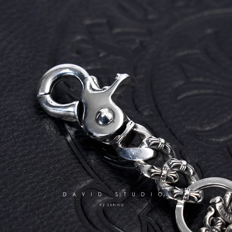 CHROME HEARTS FANCY LINK KEY CHAIN WITH CROSS AND DAGGER KEY RING