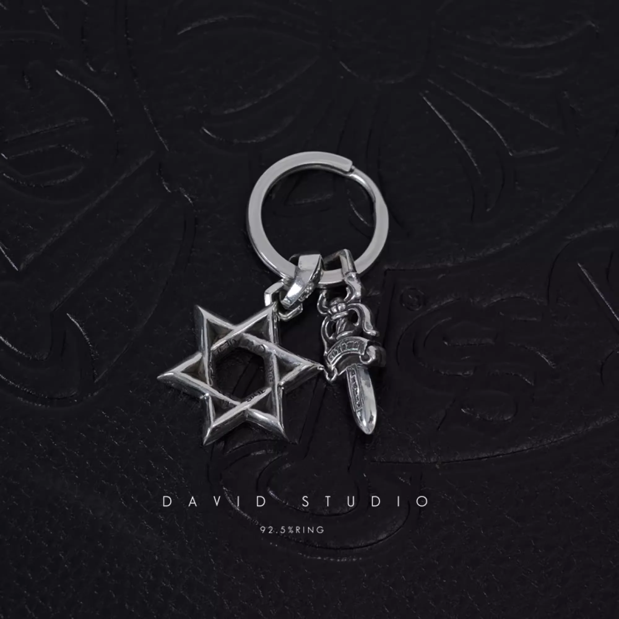 CHROME HEARTS STAR OF DAVID AND DAGGER KEY RING