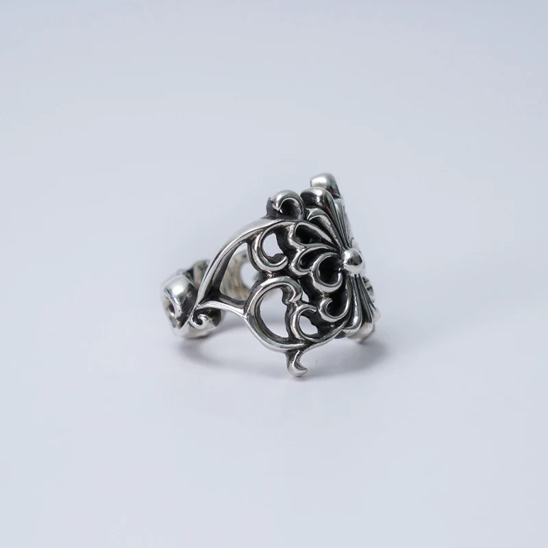 CHROME HEARTS BUTTERFLY FLORAL CROSS RING