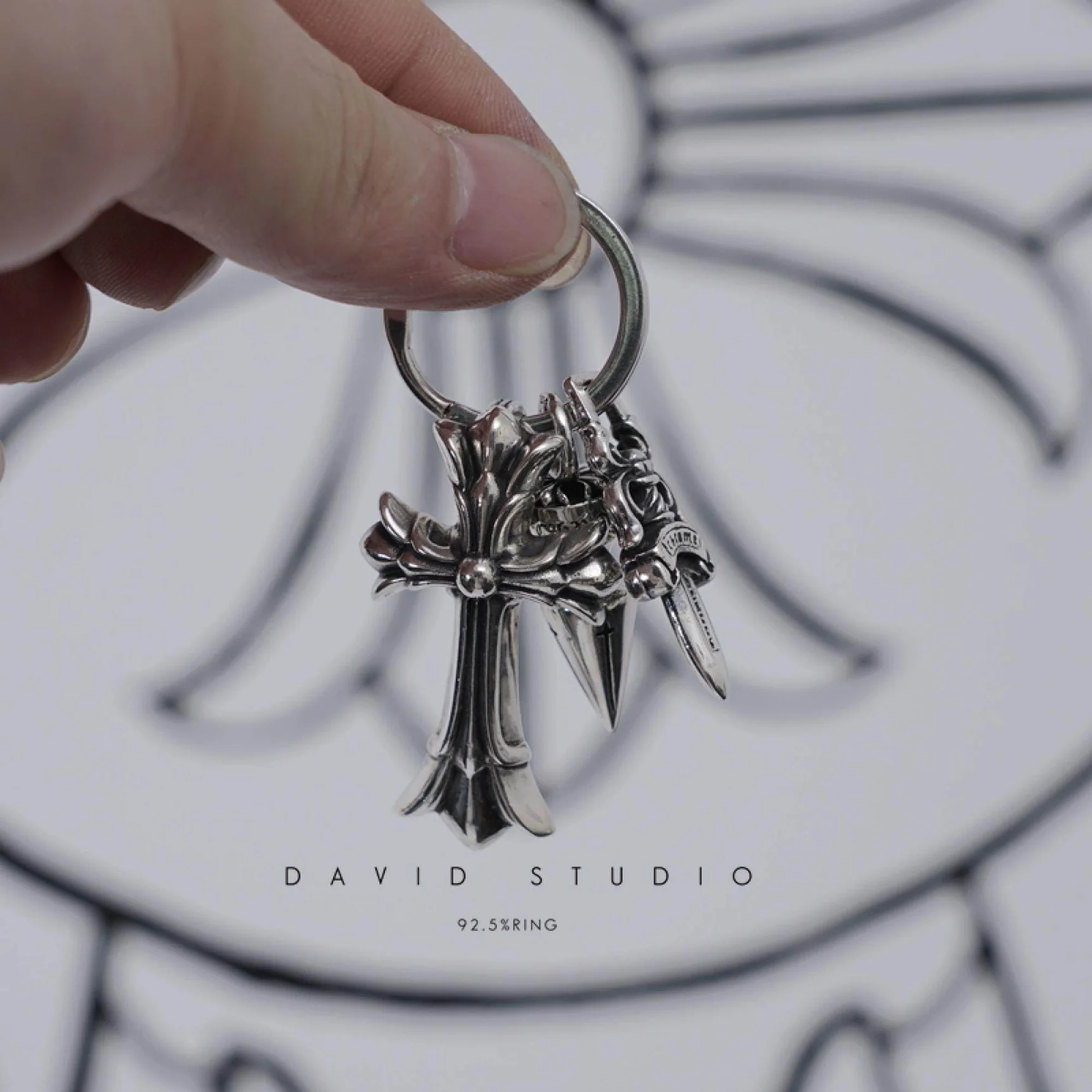 CHROME HEARTS DOUBLE CROSS MULTI KEY RING
