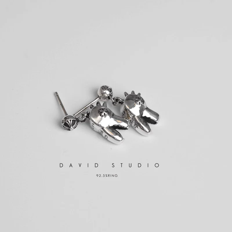 CHROME HEARTS GODZILLA DINOSAUR DROP EARRINGS