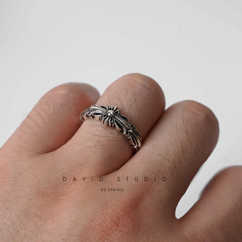 CHROME HEARTS BABY DOUBLE FLORAL CROSS RING