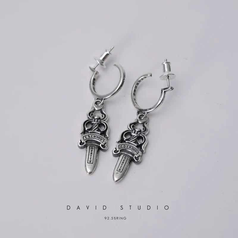 CHROME HEARTS DAGGER HOOP EARRINGS