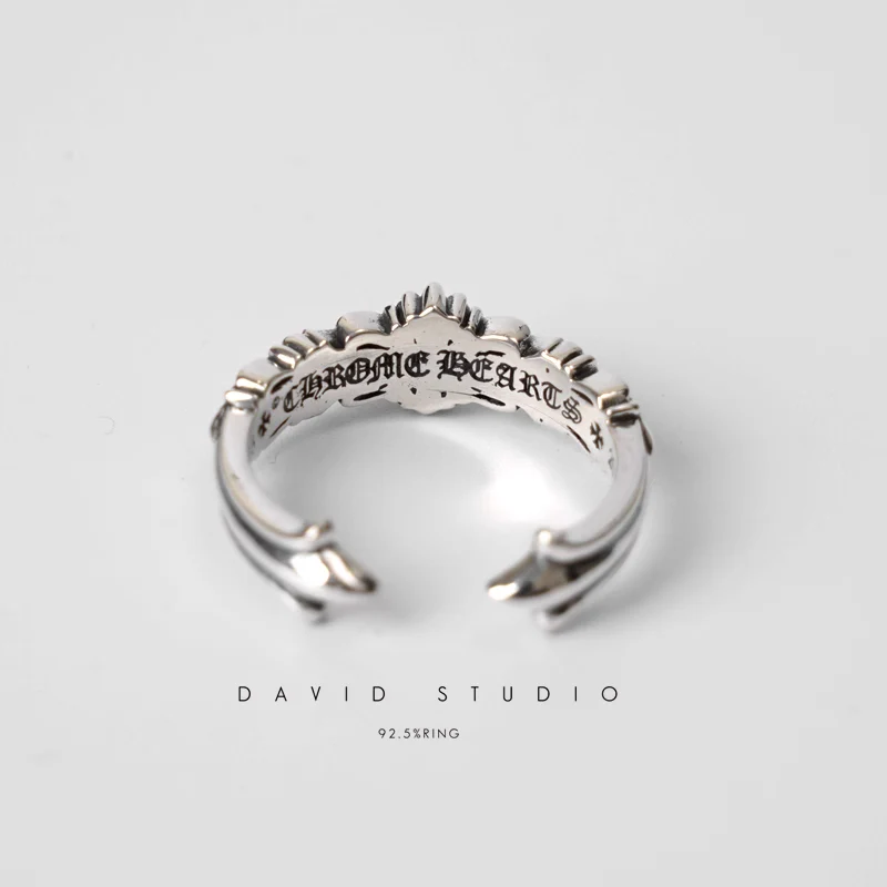 CHROME HEARTS BABY DOUBLE FLORAL CROSS RING