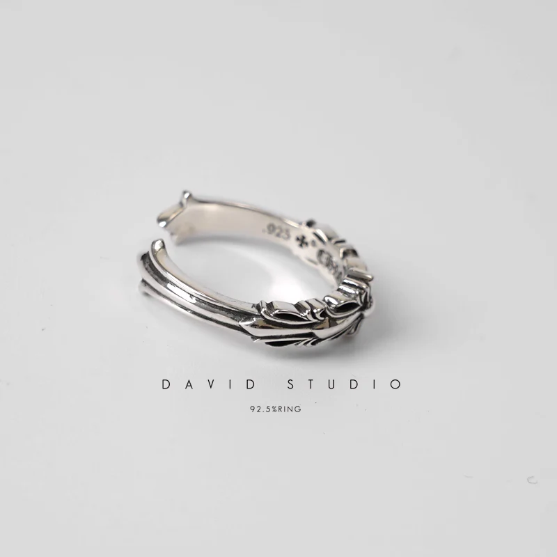 CHROME HEARTS BABY DOUBLE FLORAL CROSS RING