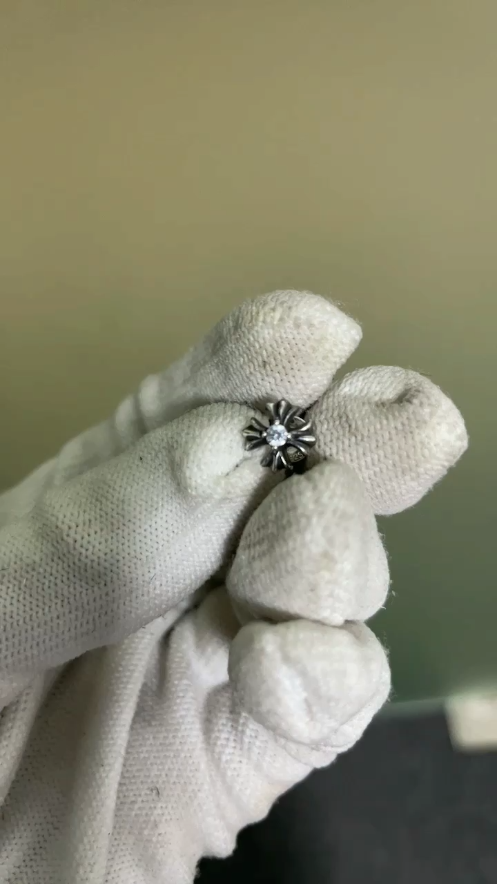 CHROME HEARTS CH PLUS STUD EARRINGS WITH DIAMONDS