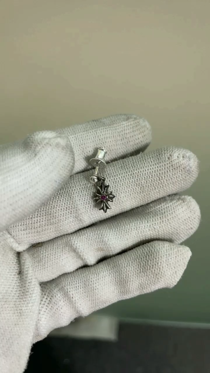 CHROME HEARTS TINY E CH PLUS DROP EARRINGS WITH DIAMONDS