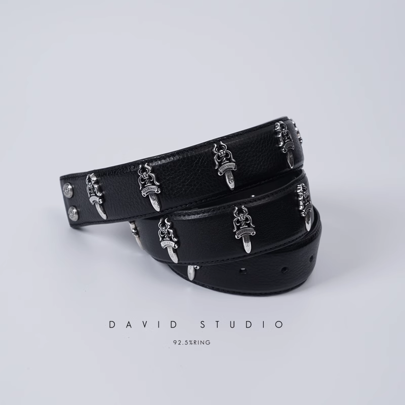 DAGGER BUTTONS COWHIDE LEATHER BELT(WITHOUT BUCKLES)