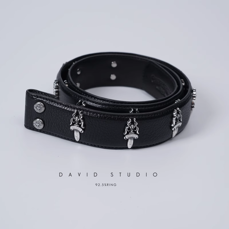 DAGGER BUTTONS COWHIDE LEATHER BELT(WITHOUT BUCKLES)