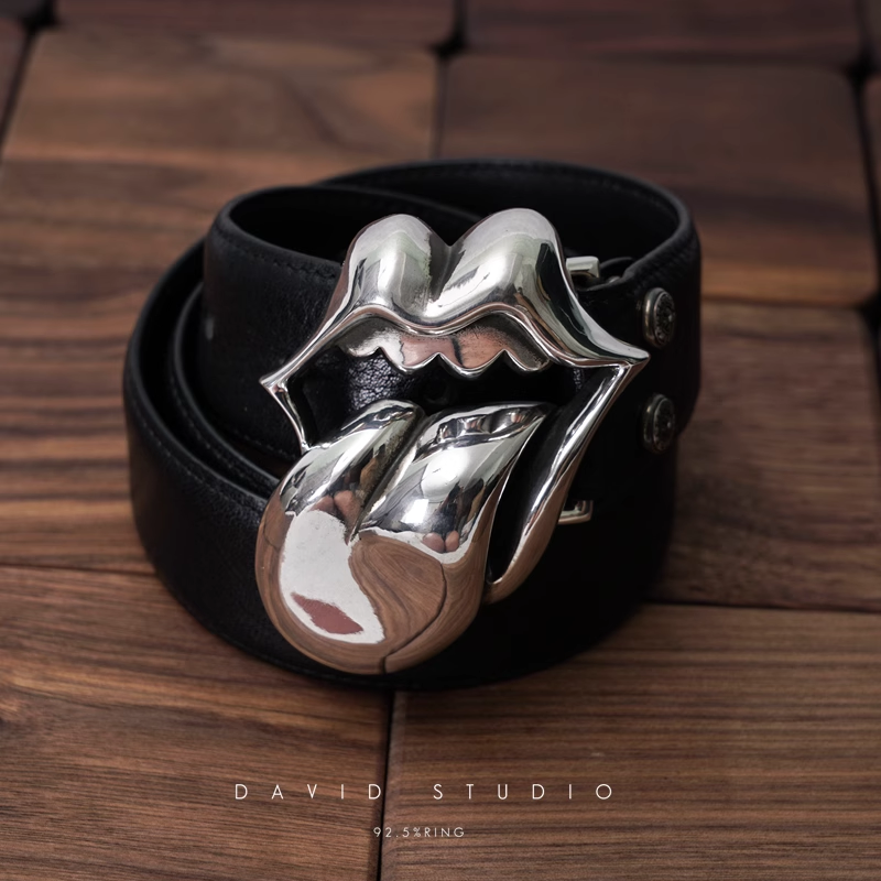 ROLLING STONES BUCKLE COWHIDE LEATHER BELT