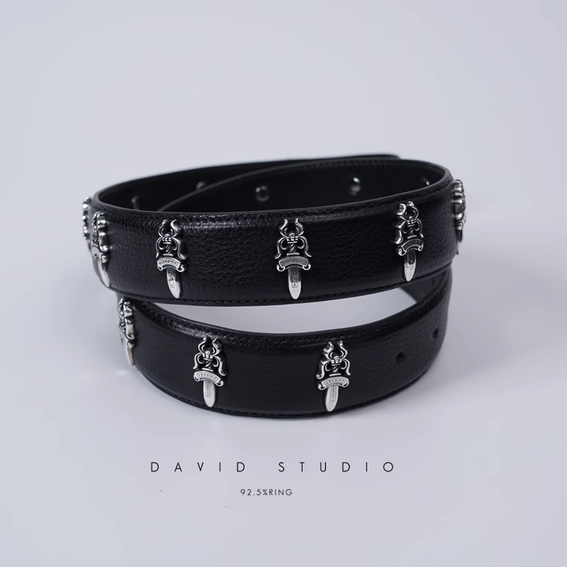 DAGGER BUTTONS COWHIDE LEATHER BELT(WITHOUT BUCKLES)