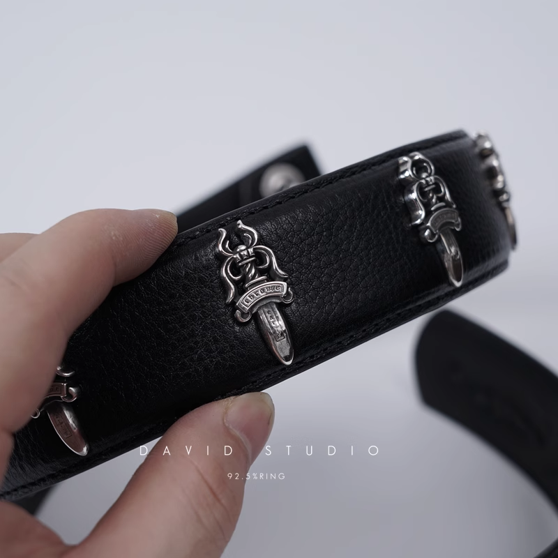 DAGGER BUTTONS COWHIDE LEATHER BELT(WITHOUT BUCKLES)