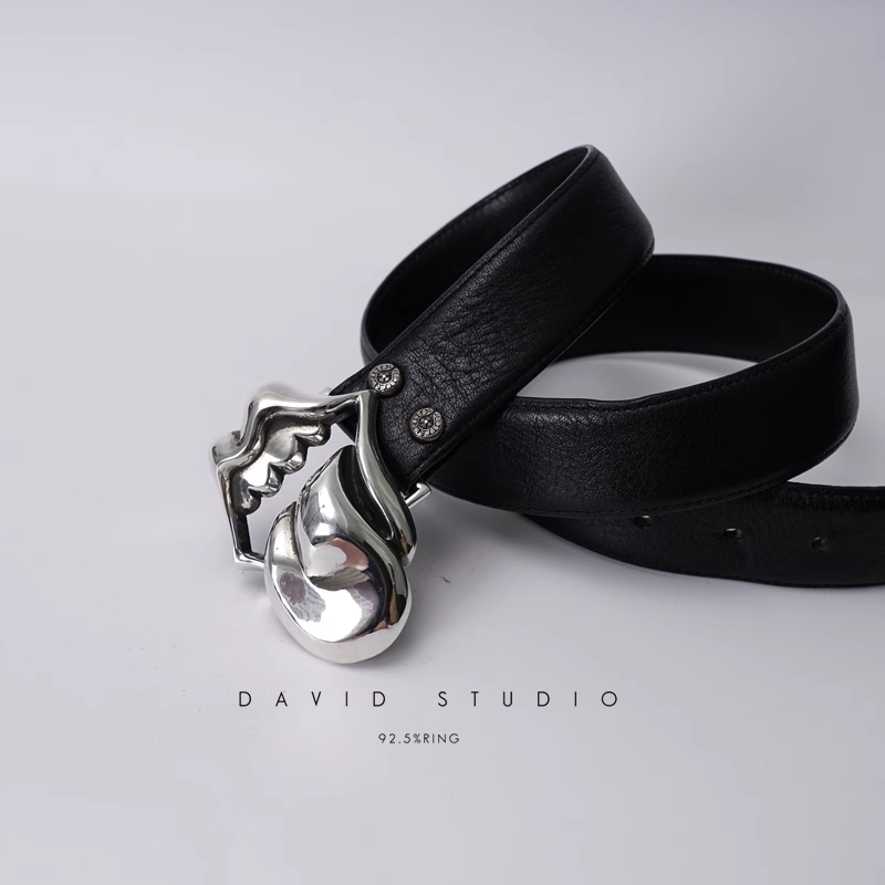 ROLLING STONES BUCKLE COWHIDE LEATHER BELT