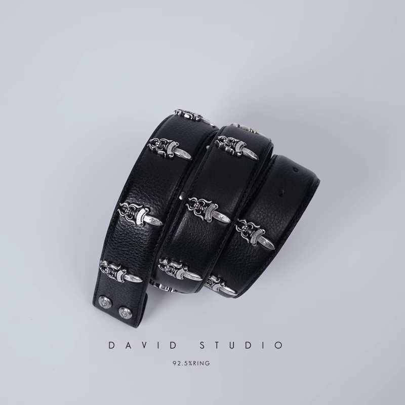 DAGGER BUTTONS COWHIDE LEATHER BELT(WITHOUT BUCKLES)