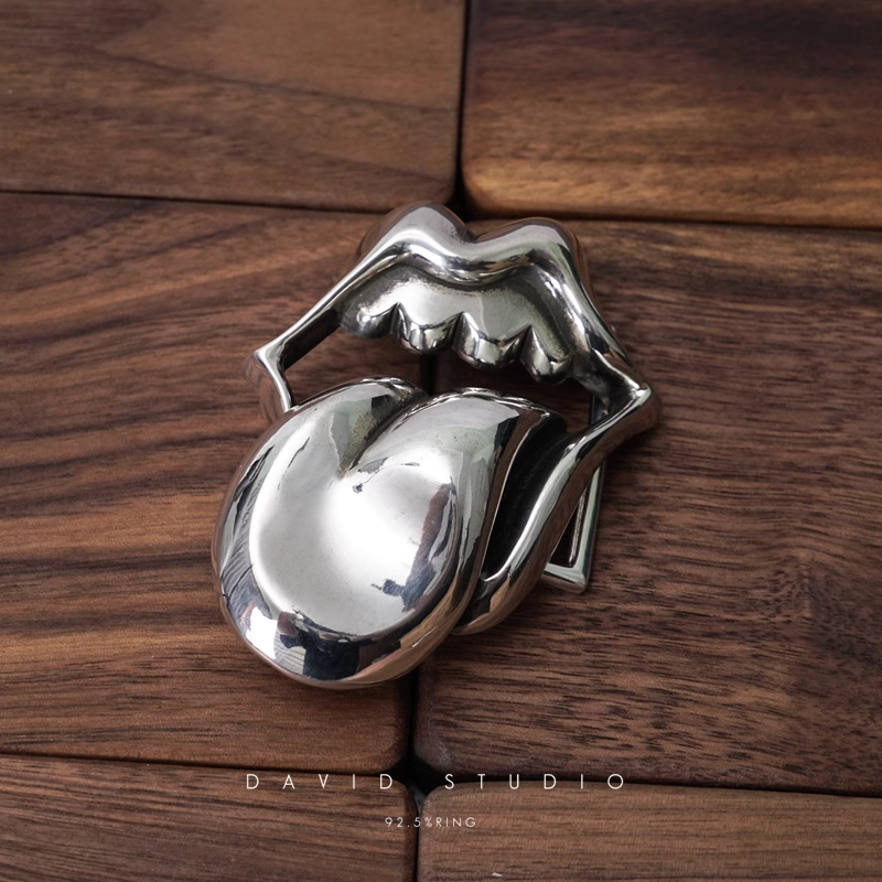 ROLLING STONES BUCKLE COWHIDE LEATHER BELT