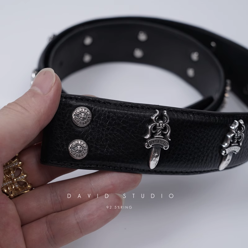 DAGGER BUTTONS COWHIDE LEATHER BELT(WITHOUT BUCKLES)