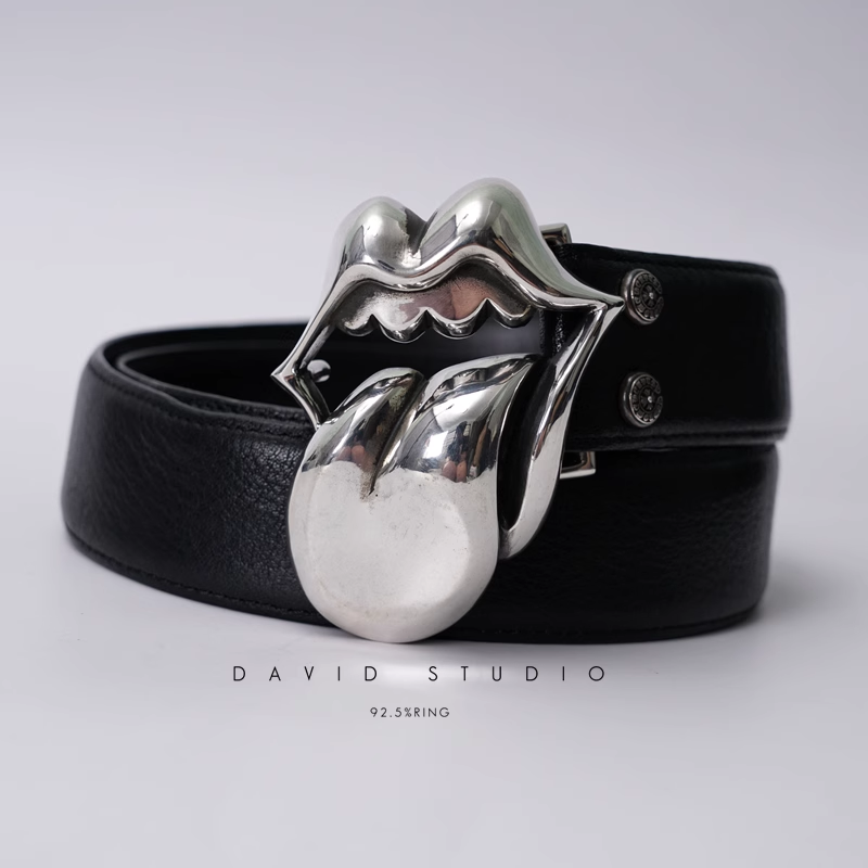 ROLLING STONES BUCKLE COWHIDE LEATHER BELT